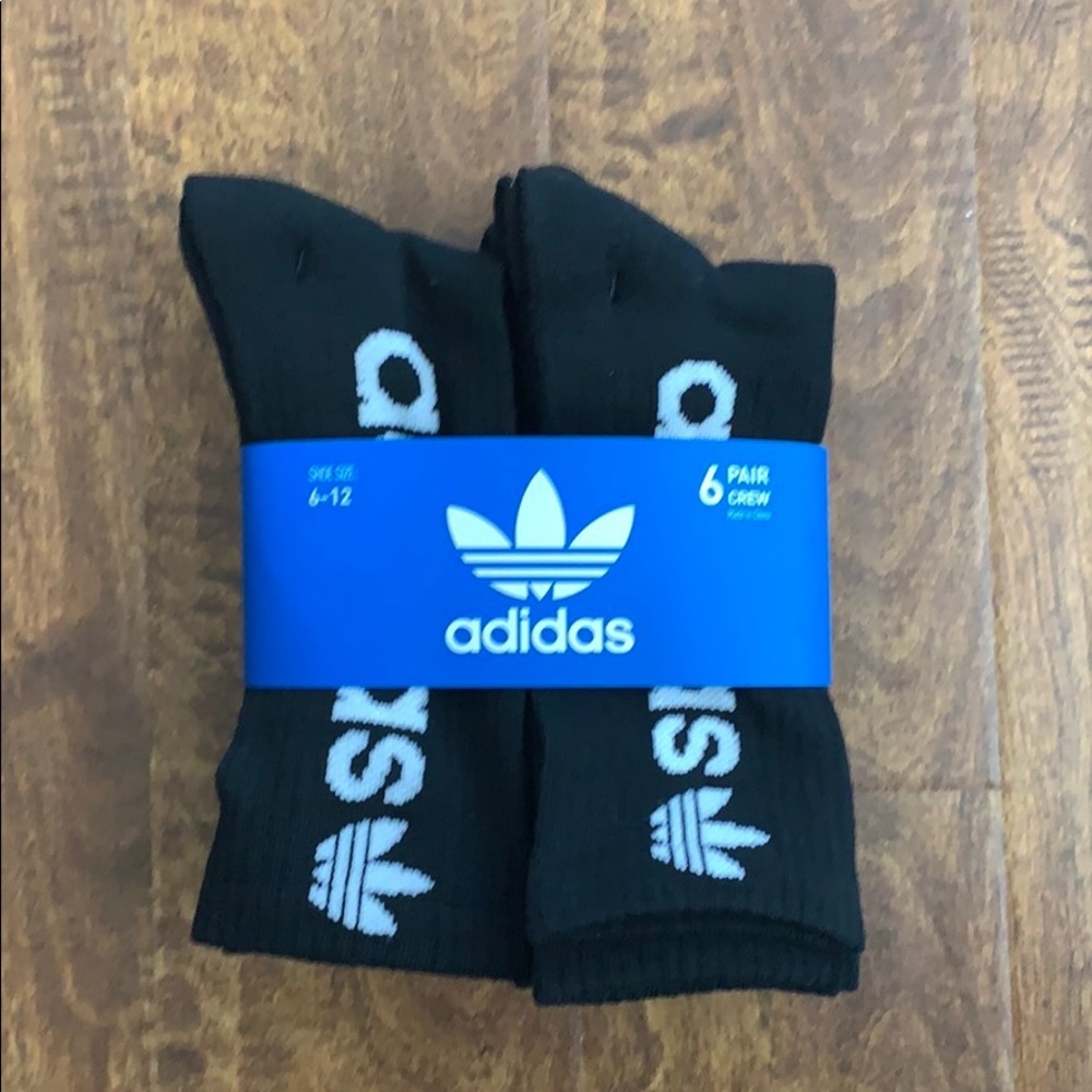 Adidas Crew Socks 6 Pack Shoe Size 6-12